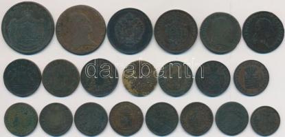 21db-os vegyes magyar és külföldi rézpénz tétel egy ezüsttel, közte 1881KB 1Kr, Német Államok / Szás...