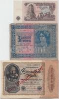 10db vegyes külföldi bankjegy, közte Csehszlovákia 1926. 20K, 1945. 100K, Ausztria 1922. 1000K T:veg...