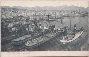 Naples, Napoli; Il Porto Mercantile / Port, steamships (EK)