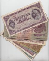 100db-os vegyes bankjegy tétel a pengő időszakból T:vegyes