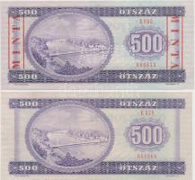 1980. 500Ft + 500Ft "E 000 - 000073" sorozat és sorszámmal illetve piros "MINTA"...