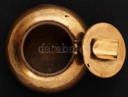 Régi kovácsoltvas levélnyitó, 19cm+ réz dohányzó szelence, d:6cm