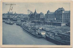 Pozsony, kikötő, vár / port, ships, castle (EK)