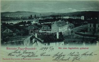 1899 Nagyenyed, Országos fegyintézet, gyáraival; kiadja a Nagyenyedi Könyvnyomda és Papírárugyár Rt. / prison and its factories