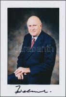 Frederik Willem de Klerk (1936- ) Dél-Afrika korábbi elnökének (1989-1994) aláírása őt magát ábrázoló fotón /  Signature of Frederik Willem de Klerk (1936- ), former president of South Africa on a photo of himself