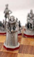 Armada sakk készlet, ón figurákkal, fa táblával, jelzettek, hiánytalan, jó állapotban/ Pewter comple...