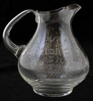 Szakított, metszett üveg kancsó / Vintage jar 20 cm