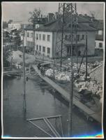 1954 július 20. Tiszavölgyi József: A Duna áradása, pecséttel jelzett vintage riportfotó, 24x18 cm