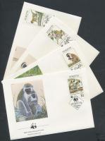 WWF majmok sor 4 FDC WWF monkeys set on 4 FDC