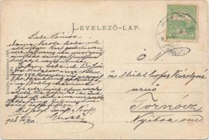 1908 Selmecbánya, Bányászok felvonulása, kiadja Joerges / miners festival; floral hand-coloured post...