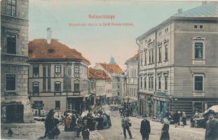 Selmecbánya, Kossuth tér, Deák Ferenc utca, Herczog M. kereskedése; kiadja Grohmann / Kossuth square, Deák street