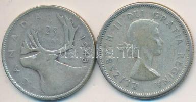 Kanada 1943-1936. 25c Ag (2x) "VI. György" + "II. Erzsébet" T:3
Canada 1943-1936...