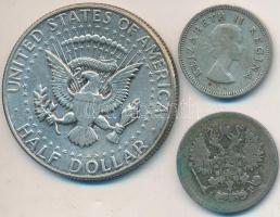 Vegyes: Amerikai Egyesült Államok 1967. 1/2$ Ag "Kennedy" + Dél-Afrika 1953. 3p Ag "I...