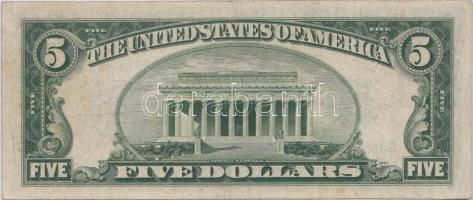 Amerikai Egyesült Államok 1934D 5$ "Abraham Lincoln" kék pecséttel T:III
USA 1934D 5 Dolla...