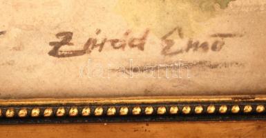 Zórád jelzéssel: Tabán, akvarell, papír, üvegezett fa keretben, 49×34 cm