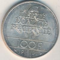 Franciaország 1987. 100Fr Ag "Lafayette születésének 230. évfordulója" T:2,2- karc, ph.
Fr...