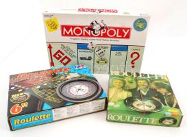 Társasjáték tétel: Monopoly + 2 rulett, saját dobozaikban, nem teljes