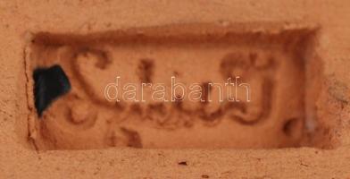 Szécsi Jolán: Lakodalmas pár, kézzel festett, mázas kerámia, jelzett, ragasztott fej, m:22 cm, h:15 ...