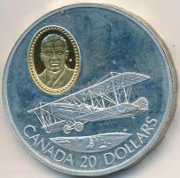 Kanada 1992. 20$ Ag "Curtiss JN-4 - Sir Frank W. Baillie" aranyozott portré T:2 (PP) ujjle...