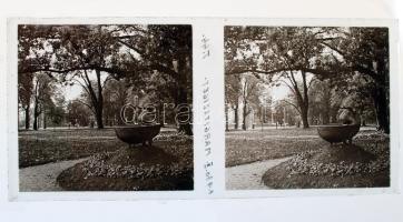 1930 Budapest, Margitsziget, 6 db sztereo diapozitív képpár üveglemezen, 6x13 cm