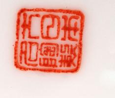 Jelzett japán teás csésze és alj, kézzel festett, jelzett, hibátlan