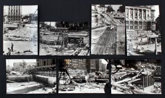 1974 Budapest, Deák téri aluljáró építése, 21 db város- és közlekedéstörténeti fotó,  9x13 cm