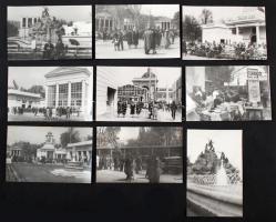cca 1940 Budapesti Nemzetközi Vásár és Kiállítás a Városligetben, Hitler zászlóival feldíszítve és Szovjetúnió pavilonjával, 9 db korabeli negatívról készült későbbi másolat, 9x14 cm