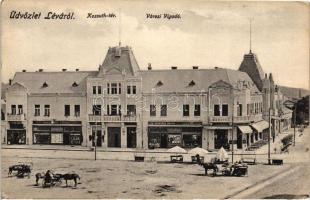 Léva, Kossuth tér, Városi Vigadó, Holzmann Bódog és Kertész Lajos üzlete / square, redoute, shops