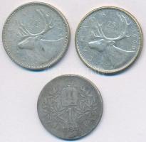 Vegyes: Ausztria 1894. 1K Ag "Ferenc József" + Kanada 1960-1964. 25c Ag (2x) "II. Erz...