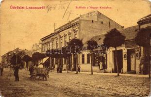 Losonc, Szálloda a Magyar királyhoz, Bezzegh Gyula borbély, Roth Simon kiadása / hotel, barber (EK)