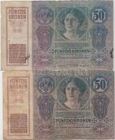 1902. 1000K + 1912. 100K + 1913. 20K (2x) + 1914. 50K (3x) mindegyik román felülbélyegzéssel T:III,I...