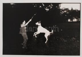 cca 1980 Baricz Katalin: Játék, aláírt vintage fotóművészeti alkotás, 26x38 cm