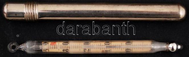 cca 1920 Friedmann Samu jelzett hőmérő fém tokjával / Vintage thermometer