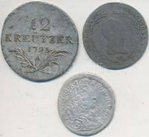 Ausztria 1713. 3kr Ag "VI. Károly" + 1795A 12kr Ag + 1820V 5kr Ag "I. Ferenc" T:3 Austria 1713. 3 Kreuzer Ag "Karl VI" + 1795A 12 Kreuzer Ag + 1820V 5 Kreuzer Ag "Franz I" C:F