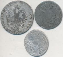 Ausztria 1713. 3kr Ag "VI. Károly" + 1795A 12kr Ag + 1820V 5kr Ag "I. Ferenc" T:...