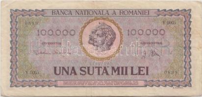 Románia 1947. 100.000L T:III Romania 1947. 100.000 Lei C:F