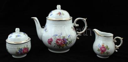 Hollóházi hiányos teás készlet, matricás, jelzett, hibátlan, egy csésze hiányzik