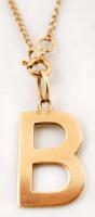 14 K arany nyaklánc arany B medállal / 14 C gold necklace 5,61g