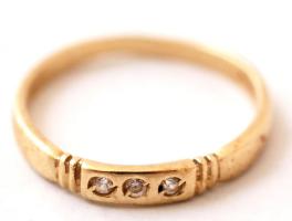 14 K arany gyűrű, kövekkel, 49-es méret, jelzett / 14 C gold ring 1,31g