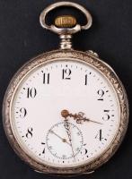 cca 1910 Ezüst IWC International Watch Company Schaffhausen zsebóra, javításra szoruló szerkezettel, üveg nélkül, hibátlan számlappal / IWC silver pocket watch. Needs repair, missing glass, nice dial