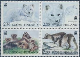 WWF Arctic fox block of 4 + 4 FDC, WWF Sarki róka négyestömb + 4 FDC