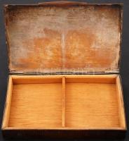 "Budapest Parlament" feliratú fa betétes fém doboz, 16×10×2 cm