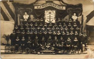 Pola, K.u.K. Maschinenschule / WWI Military school of Mechanical Engineering, sailors group photo (EK)