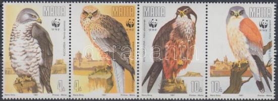 WWF ragadozómadarak négyescsík + 4 FDC WWF birds of prey stripe of 4 + 4 FDC