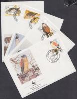 WWF birds of prey stripe of 4 + 4 FDC WWF ragadozómadarak négyescsík + 4 FDC