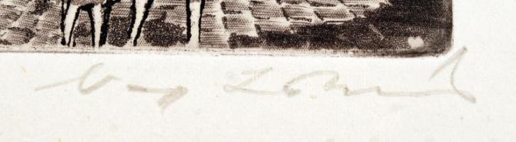 Nagy Zoltán (1916-1987): 1942 március 15. Rézkarc, papír, jelzett, 19×29 cm