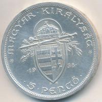 1938. 5P Ag "Szent István" T:2 felületi karc
Adamo P8.1