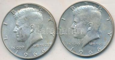 Amerikai Egyesült Államok 1966. 1/2$ Ag "Kennedy" (2x) T:2 USA 1966. 1/2 Dollar Ag "Kennedy" (2x) C:XF