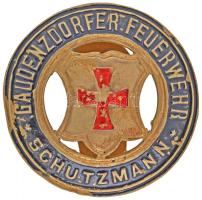 Ausztria ~1930-1940. "Gaudenzdorfi Tűzoltóság" festett Cu jelvény (45mm) T:2- Austria ~1930-1940. "Fire Brigade of Gaudenzdorf" painted Cu badge (45mm) C:VF