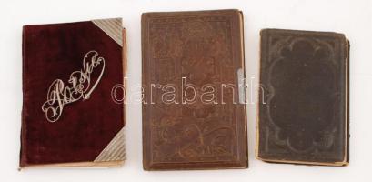 cca 1870-1900 Korabeli emlékkönyvek sok bejegyzéssel, különböző minőségben, 3db